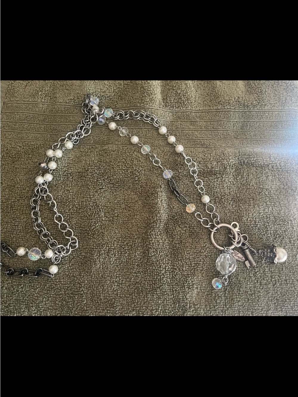 Plunder Silver-Tone Pearl & Crystal Station Necklace - Women's Jewelry